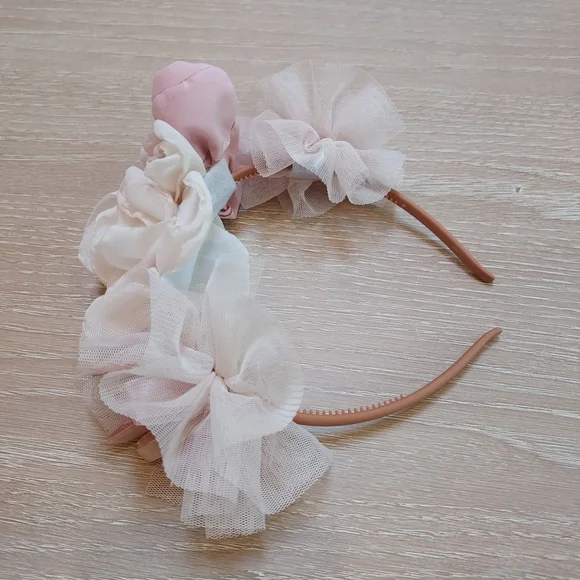 Handmade Charming Floral Headband for Kids - Pink, White, and Cream - Picture 2 of 3